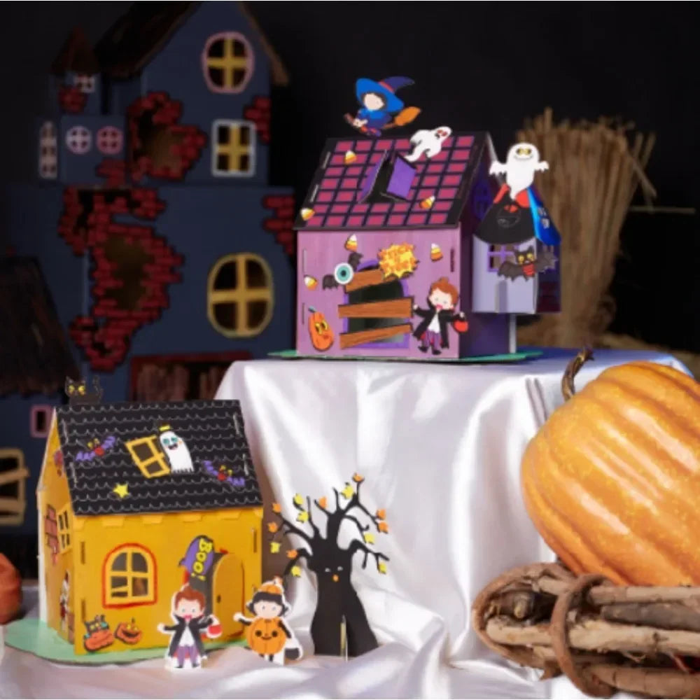 Maison Magique 3D Halloween DIY - Jouet Éducatif Artisanal pour Enfants - Décoration Fête