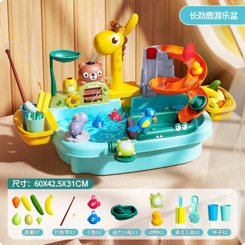 Jouet Cuisine Électrique pour Enfants - Évier avec Eau et Jeu de Pêche