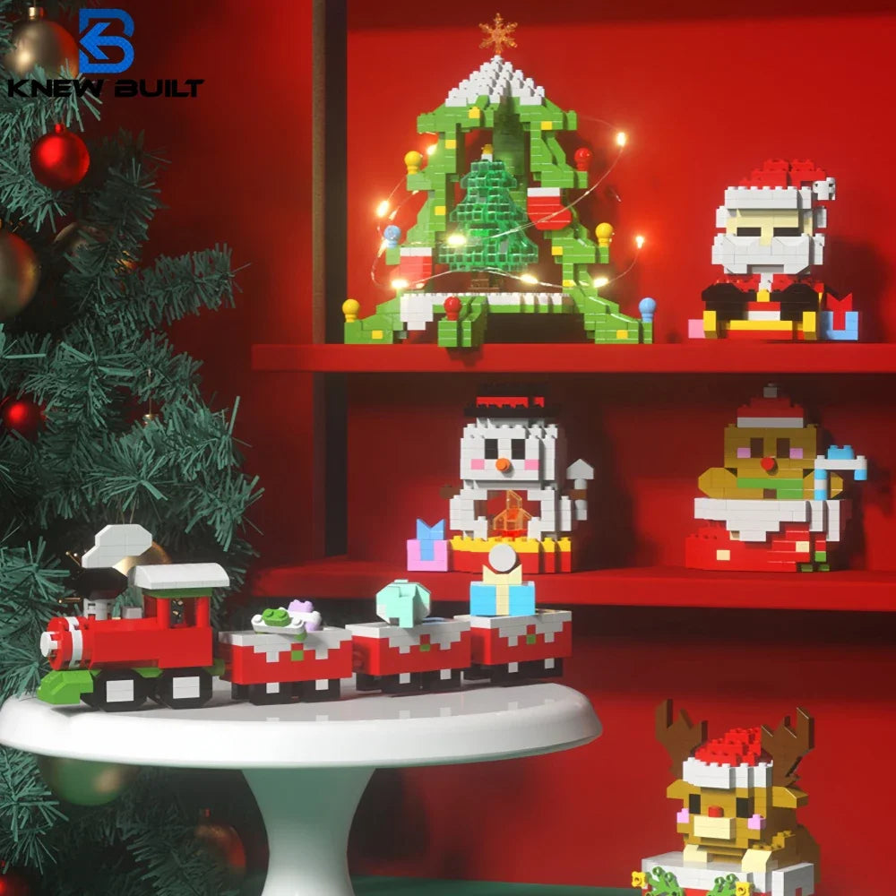 Mini Blocs Construction Noël - Père Noël, Sapin, Renne, Bonhomme de Neige - Cadeau Parfait