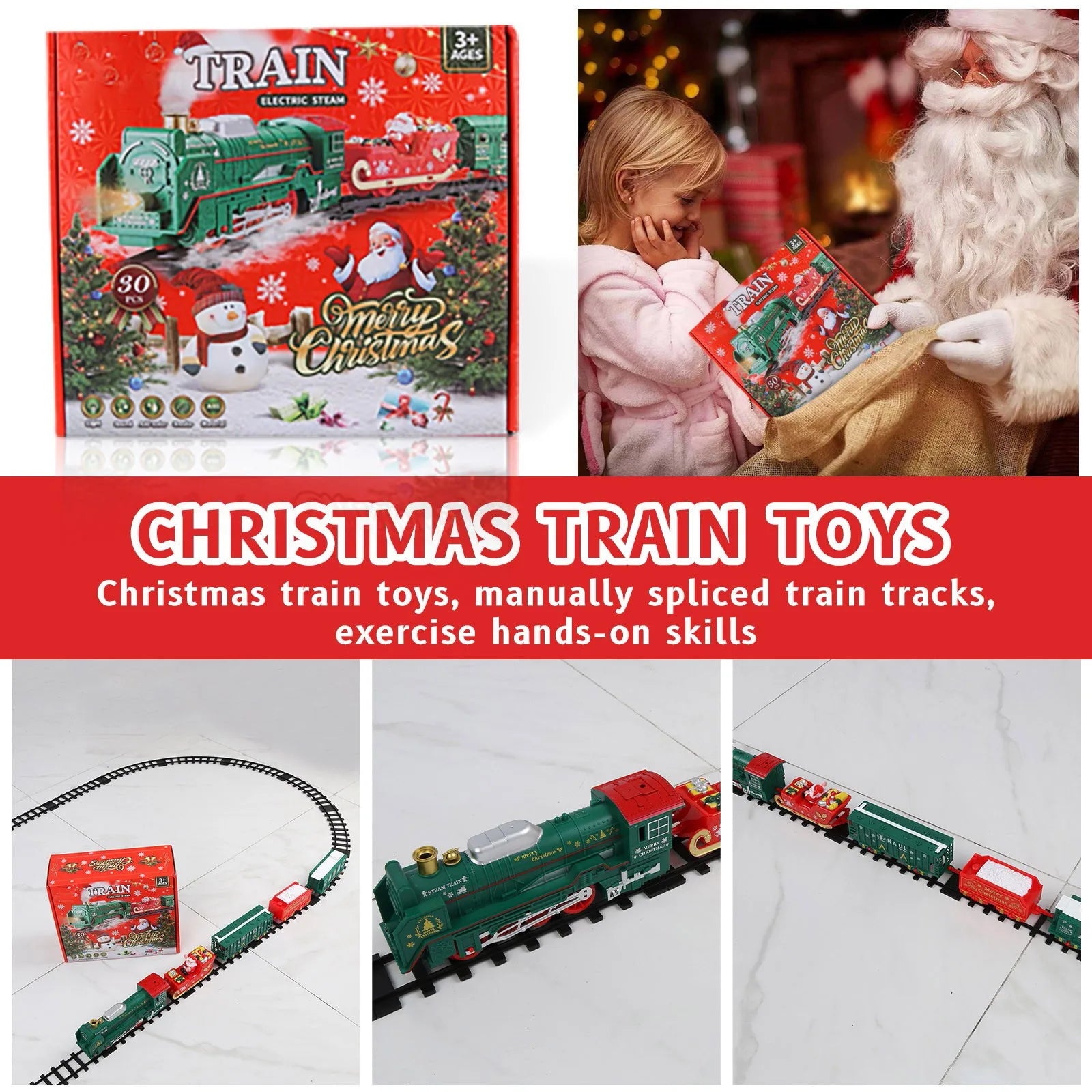 Train Électrique de Noël Réaliste - Set Complet Sécurisé - Décoration Sapin et Maison