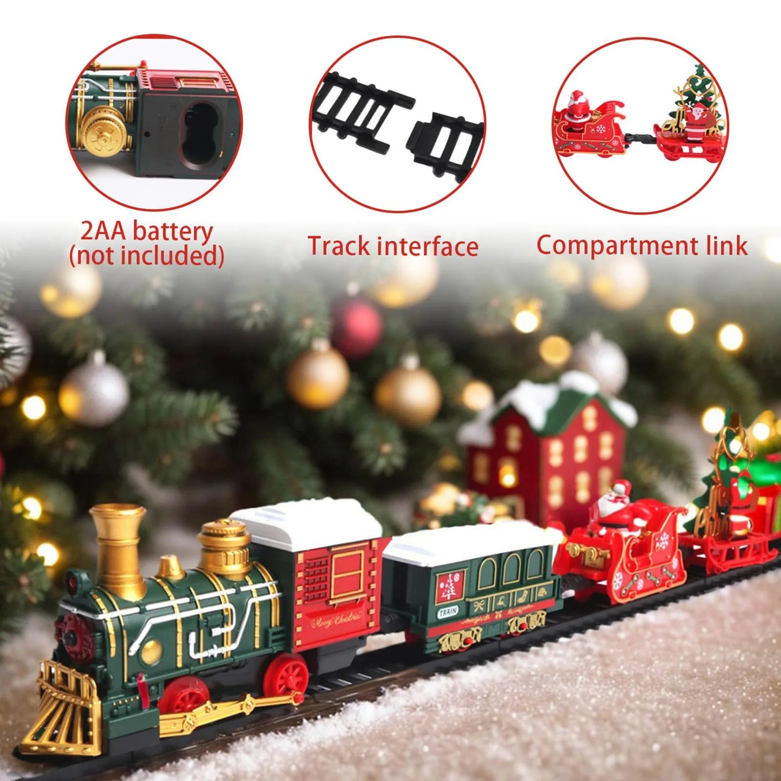 Train Électrique de Noël Réaliste - Set Complet Sécurisé - Décoration Sapin et Maison