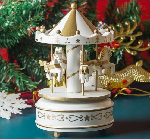 Carrousel Musical de Noël Automatique - Boîte à Musique Manège - Décoration Chambre Bébé