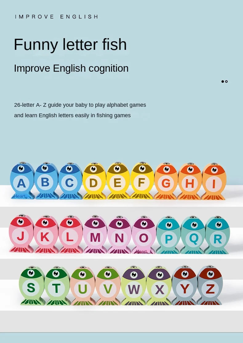 Jeu de Pêche en Bois Montessori - Alphabet et Chiffres