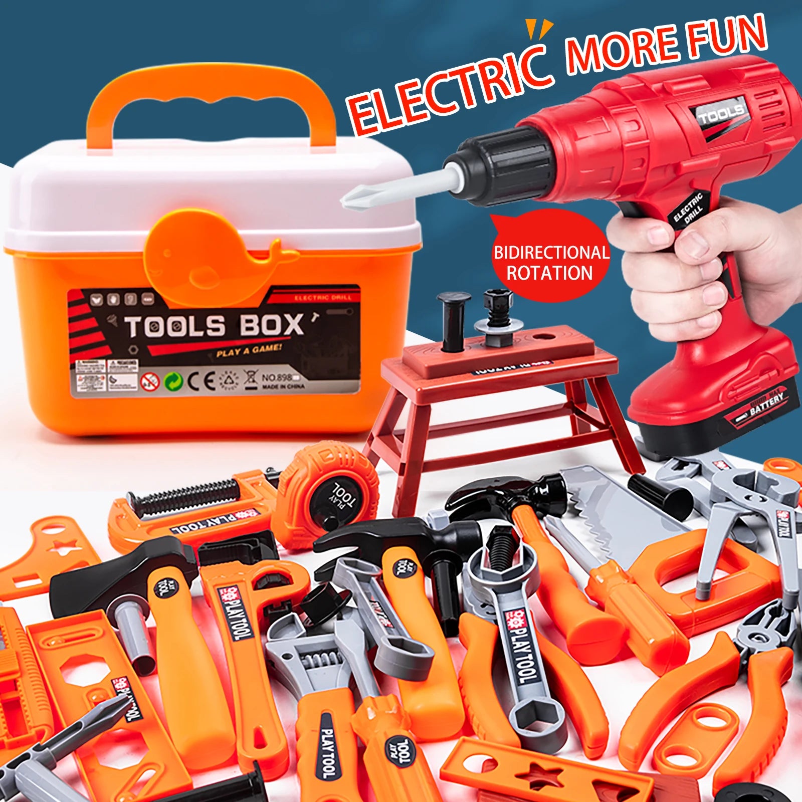 Boîte à Outils Enfants 25 Pièces - Jouet Bricolage avec Perceuse