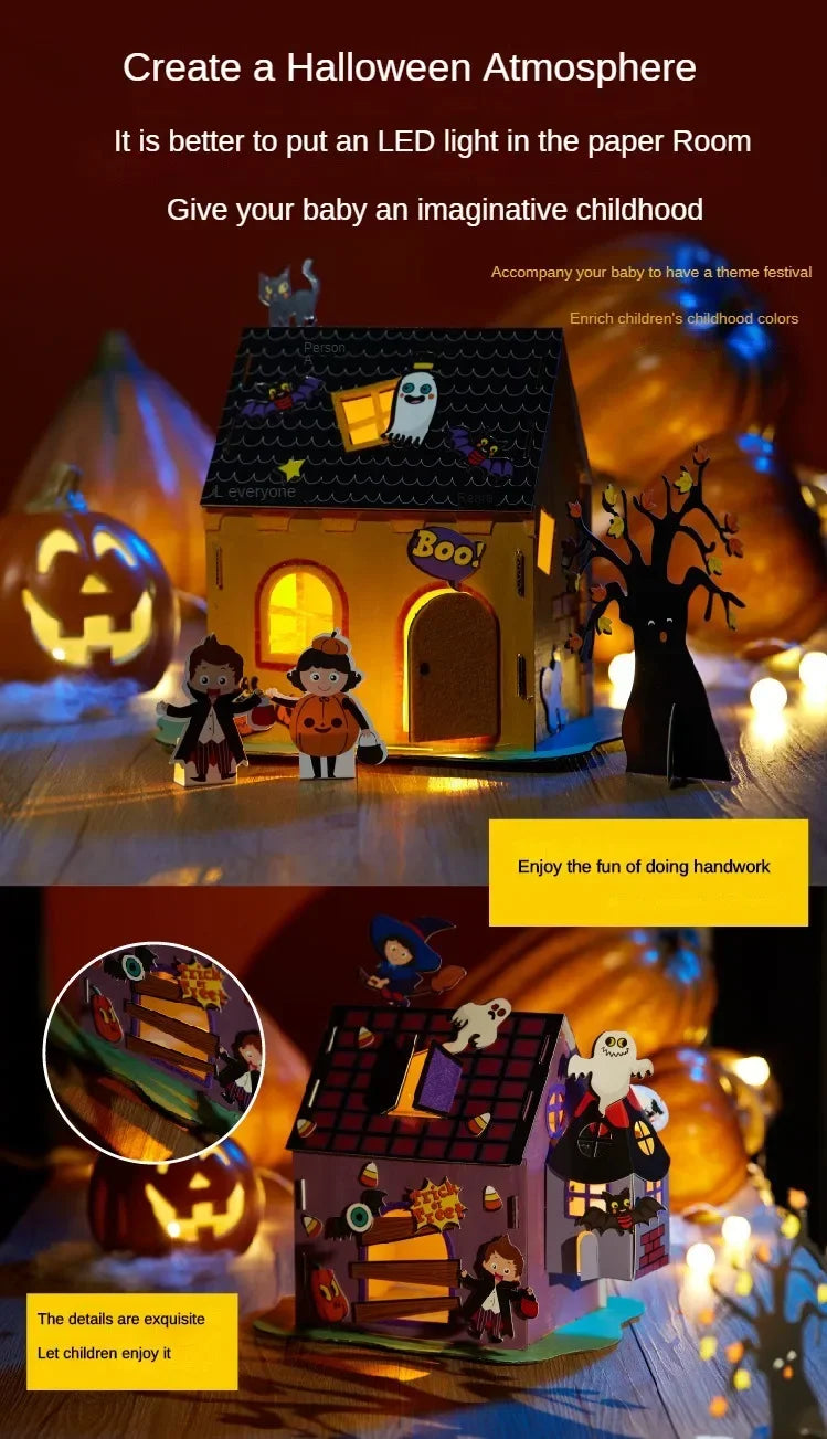 Maison Magique 3D Halloween DIY - Jouet Éducatif Artisanal pour Enfants - Décoration Fête