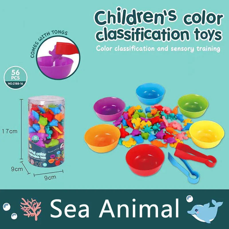 Jeu de Tri Arc-en-Ciel Montessori - Puzzle Sensoriel Animaux