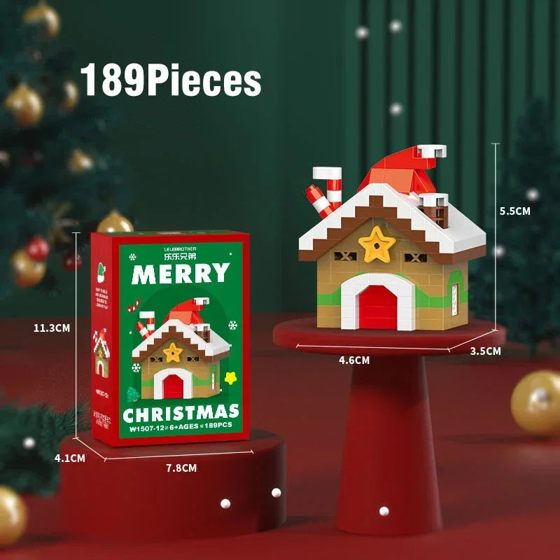 Blocs Construction Noël - Père Noël, Renne, Puzzle Briques - Décoration Table Fête