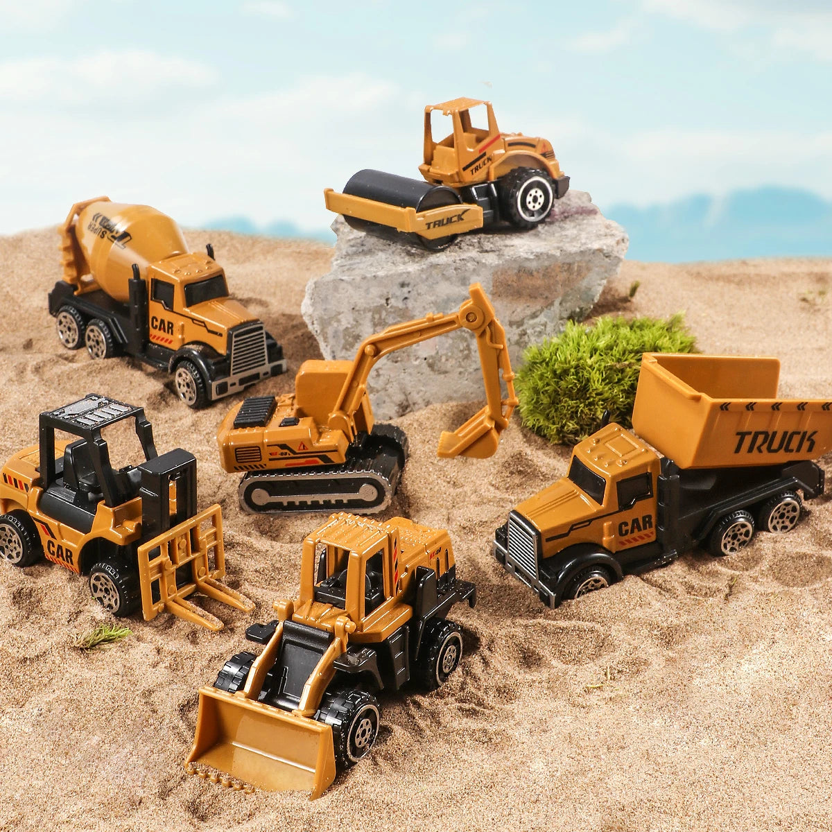 Set 6 Camions de Chantier en Alliage - Pelle Bulldozer