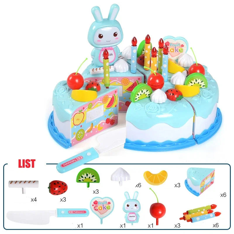 Jouet Gâteau d'Anniversaire DIY pour Enfants - Fruits à Découper Jeu de Rôle