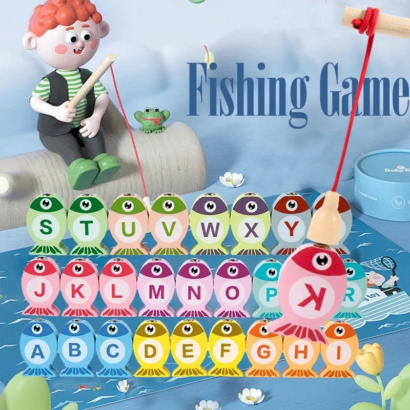 Jeu de Pêche en Bois Montessori - Alphabet et Chiffres