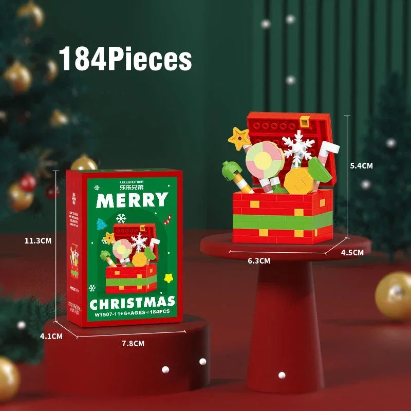 Blocs Noël Père Noël et Renne - Puzzle Briques Assemblage - Décoration Table Fête Enfant