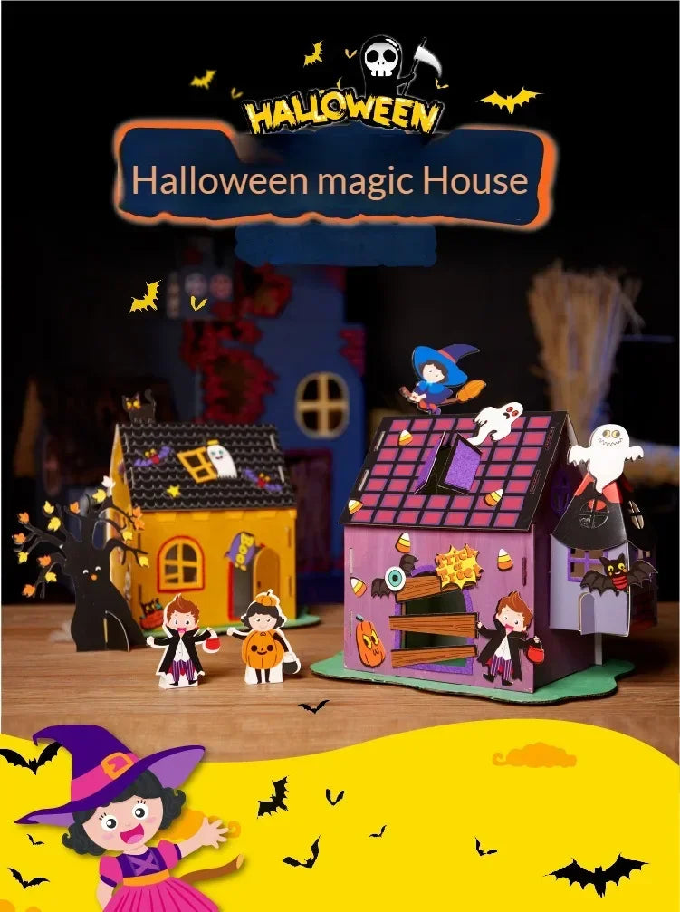 Maison Magique 3D Halloween DIY - Jouet Éducatif Artisanal pour Enfants - Décoration Fête