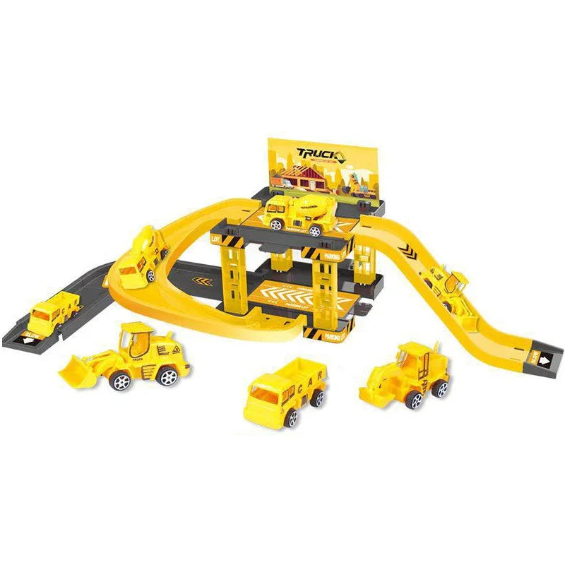 Parking sur Rail Dinosaure - Circuit Voitures Police Pompiers