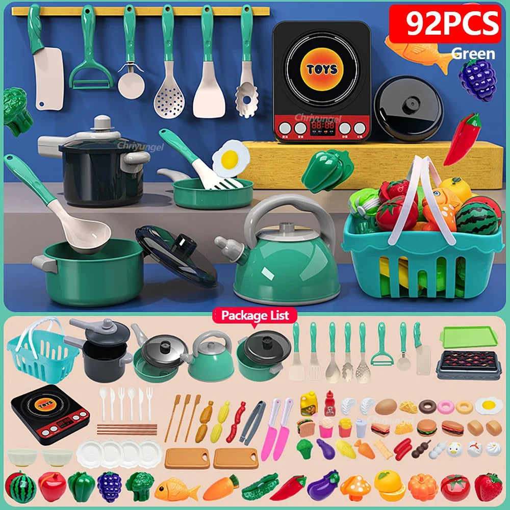 Ensemble Cuisine Enfant 92 Pièces - Kit Complet avec Casseroles