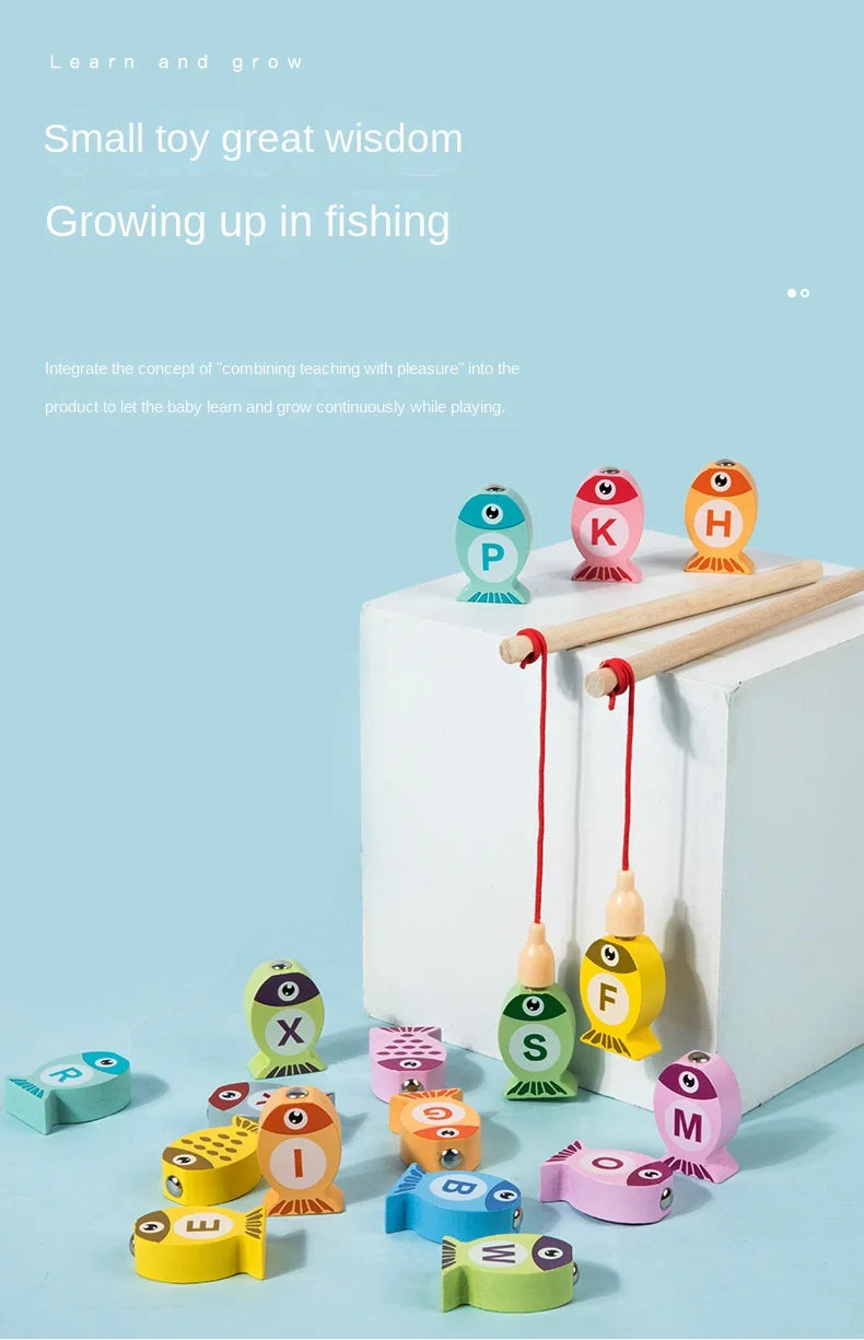 Jeu de Pêche en Bois Montessori - Alphabet et Chiffres
