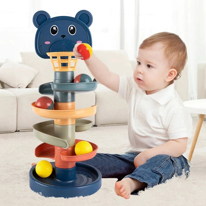 Tour à Boule Roulante Montessori Bébé 1-3 Ans - Jeu Empilage