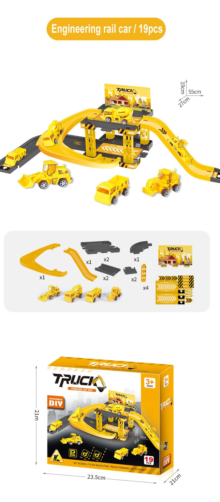Parking sur Rail Dinosaure - Circuit Voitures Police Pompiers