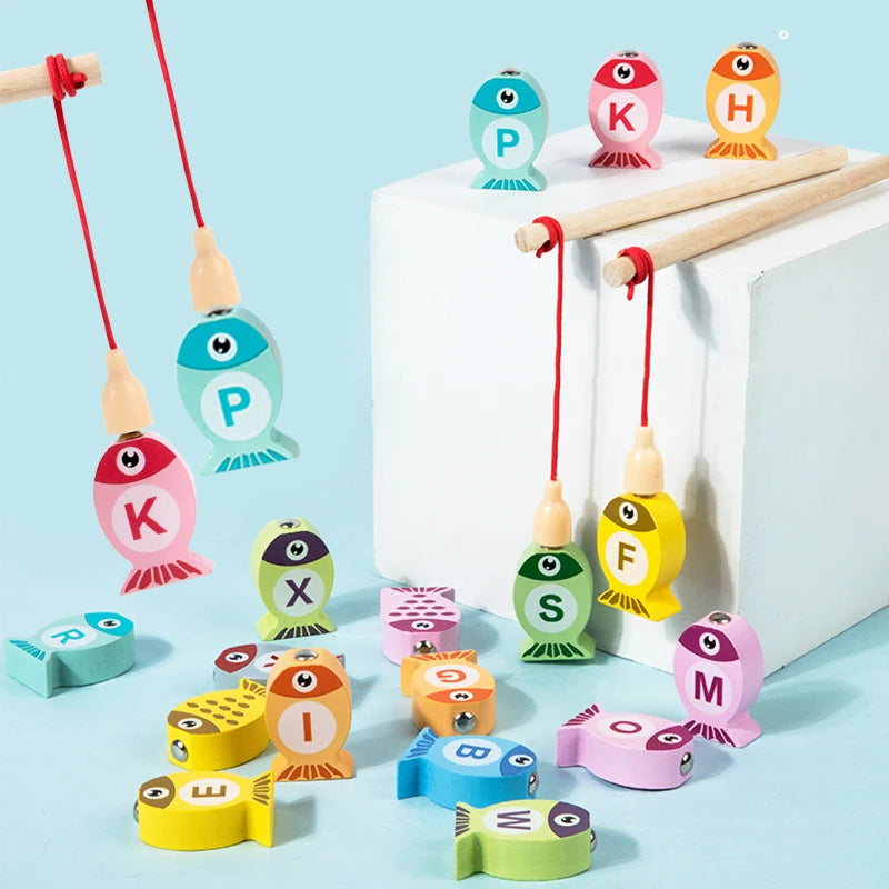 Jeu de Pêche en Bois Montessori - Alphabet et Chiffres