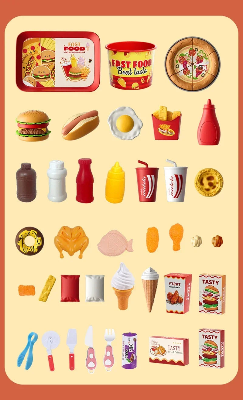 Ensemble Cuisine Enfant - Hamburger Pizza Frites Montessori