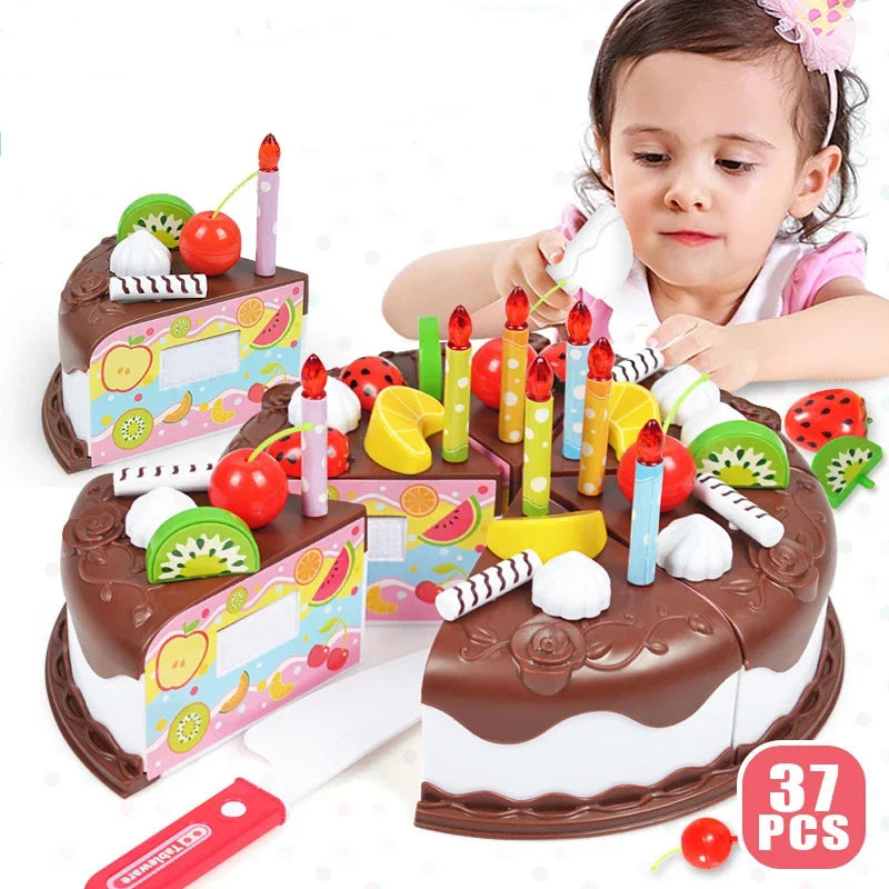 Jouet Gâteau d'Anniversaire DIY pour Enfants - Fruits à Découper Jeu de Rôle