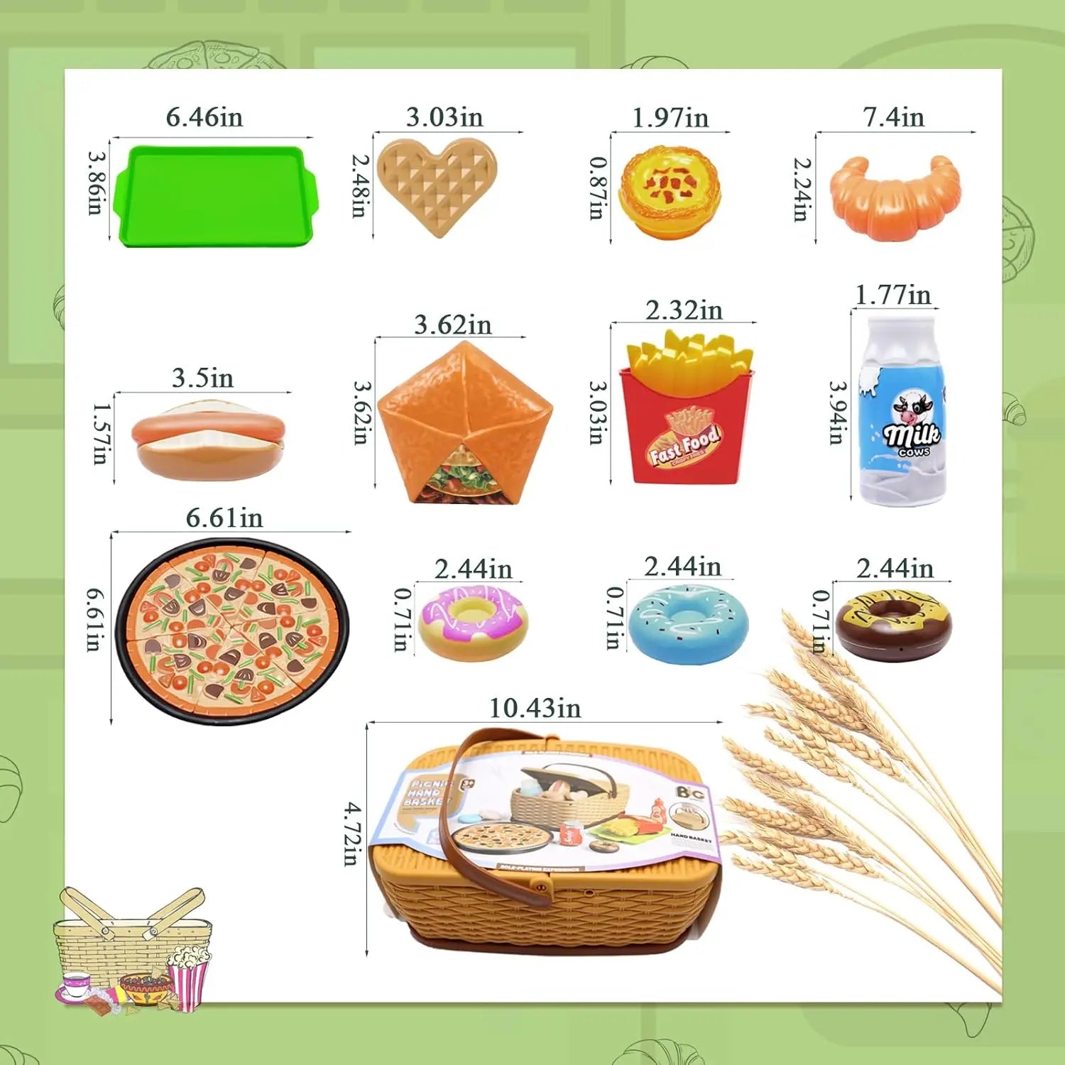 Ensemble de Cuisine pour Enfants - Jouets Pizza avec Panier, Cadeau pour Garçons et Filles