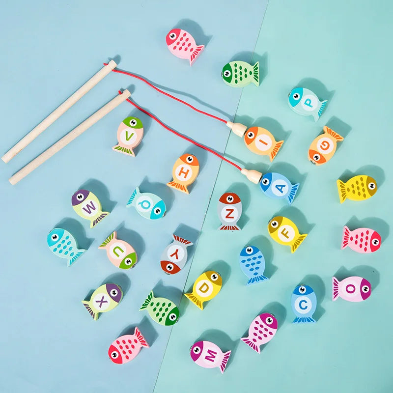 Jeu de Pêche en Bois Montessori - Alphabet et Chiffres