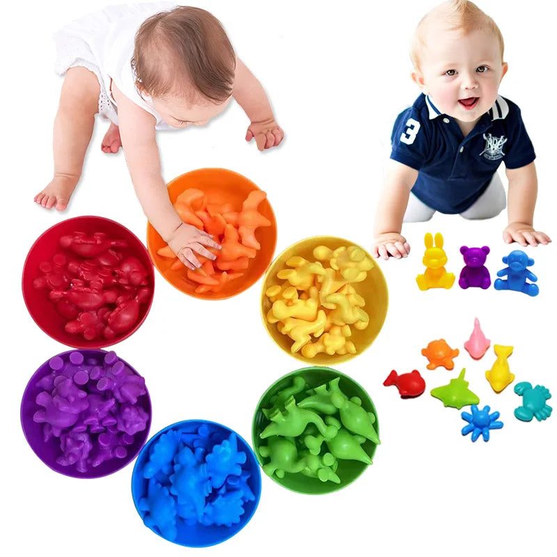 Jeu de Tri Arc-en-Ciel Montessori - Puzzle Sensoriel Animaux