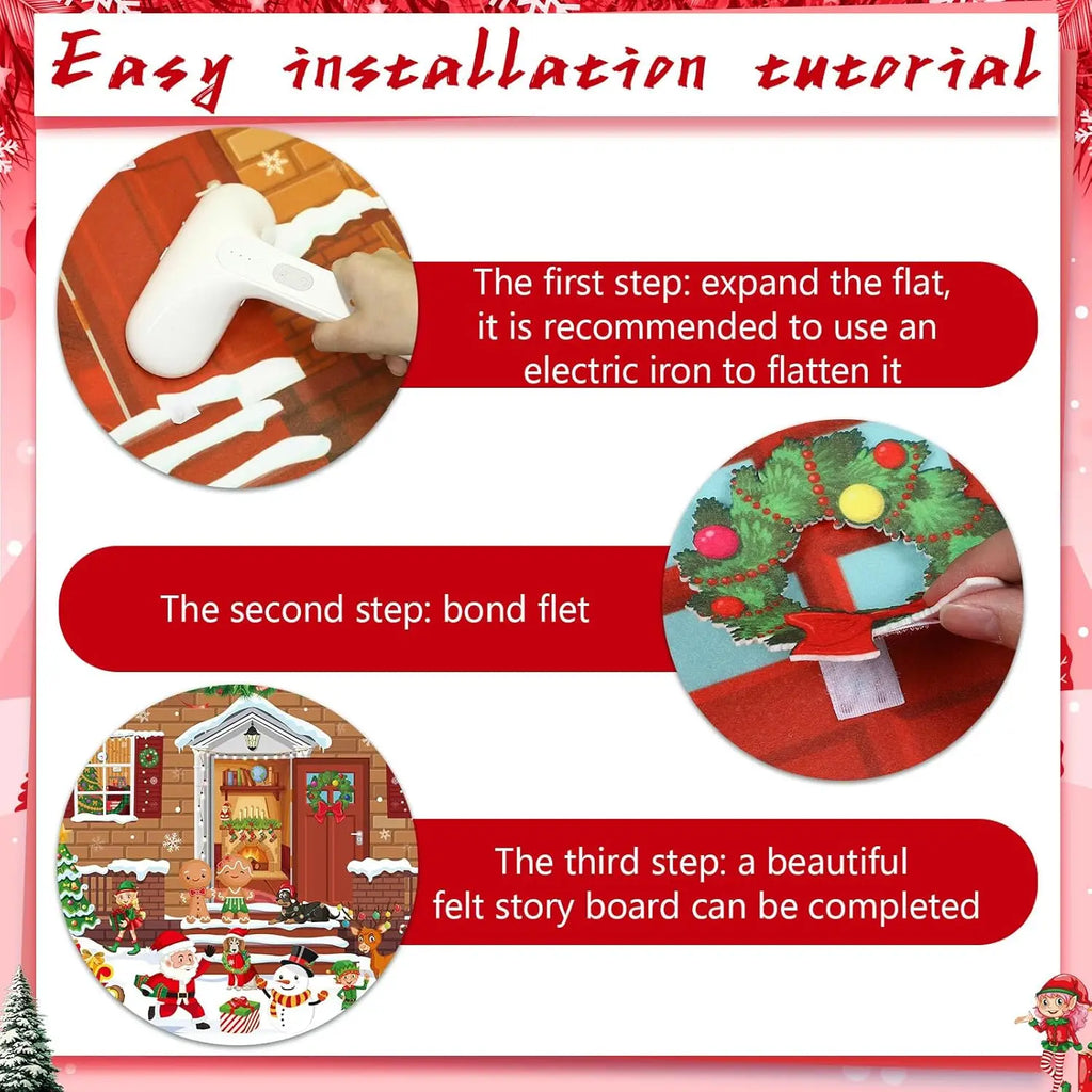 Tableau Feutrine Montessori Noël et Halloween - Jeu Interactif DIY Décoration Murale