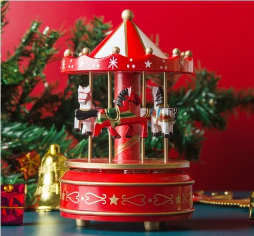 Carrousel Musical de Noël Automatique - Boîte à Musique Manège - Décoration Chambre Bébé