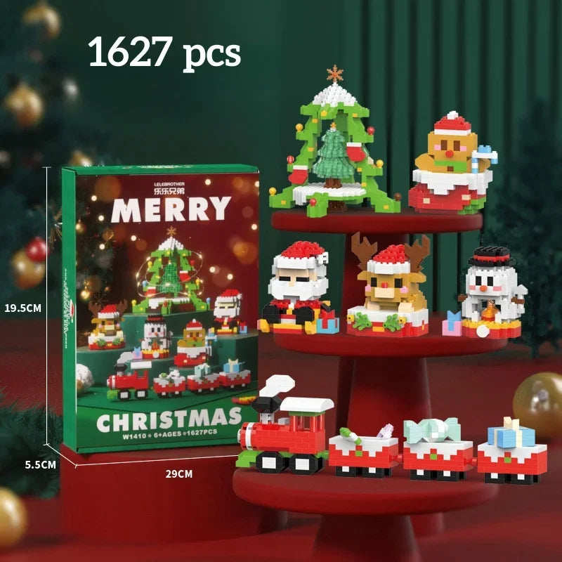 Mini Blocs Construction Noël - Père Noël, Sapin, Renne, Bonhomme de Neige - Cadeau Parfait