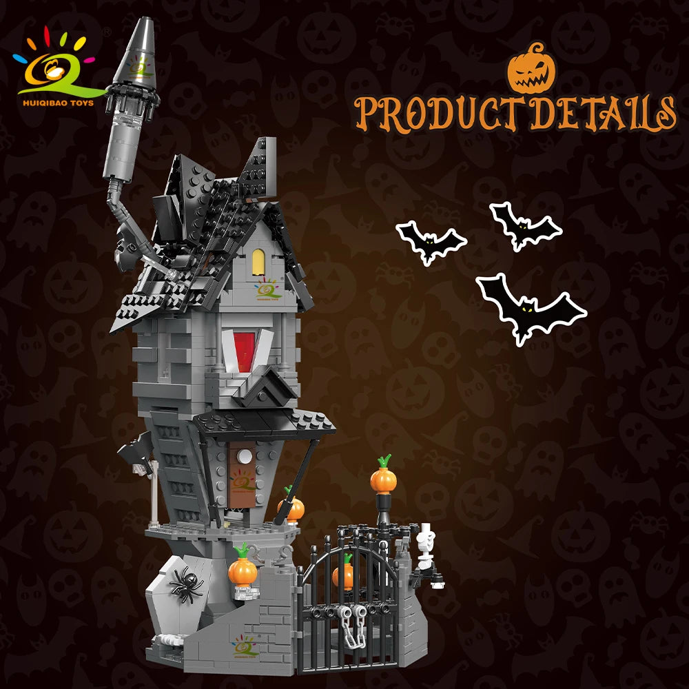 Maison Hantée HUIQIBAO avec Lumières LED - Kit Construction Halloween - Cadeau Enfant