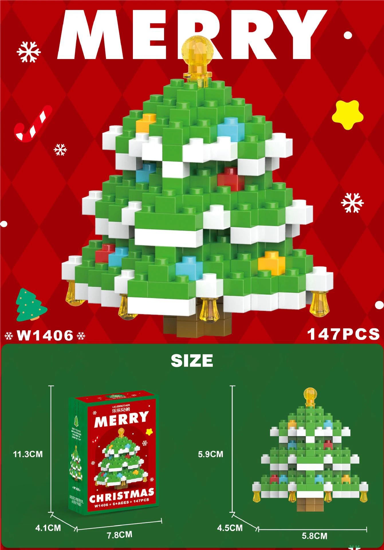 Blocs Noël Père Noël et Renne - Puzzle Briques Assemblage - Décoration Table Fête Enfant