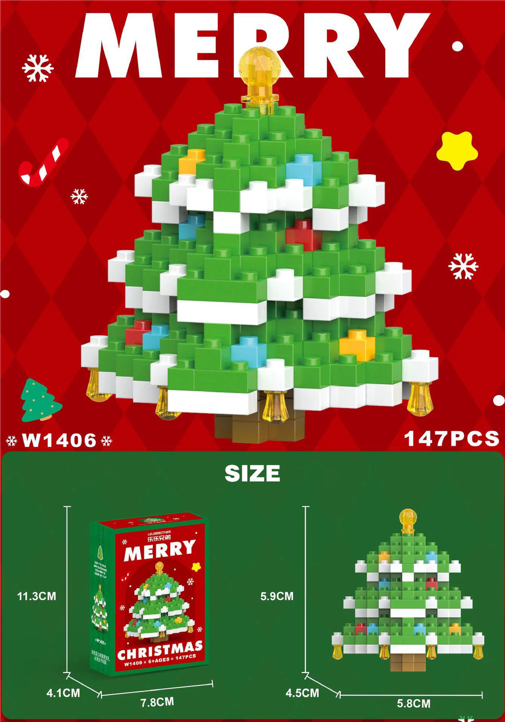 Blocs Noël Père Noël et Renne - Puzzle Briques Assemblage - Décoration Table Fête Enfant