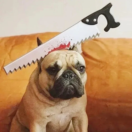Accessoire Halloween pour Chien/Chat - Déguisement Effrayant Hache Scie Couteau - Fête