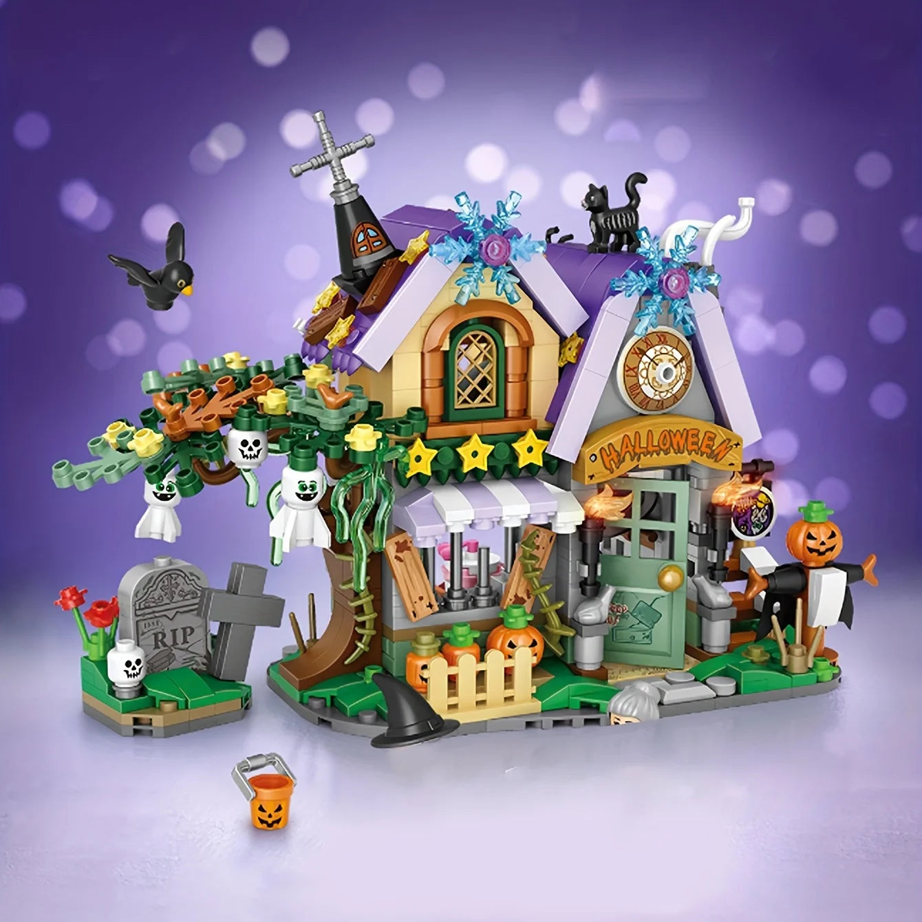 Maison Halloween Scène Spéciale - Blocs Construction Décoration Exquise - Cadeau Parfait