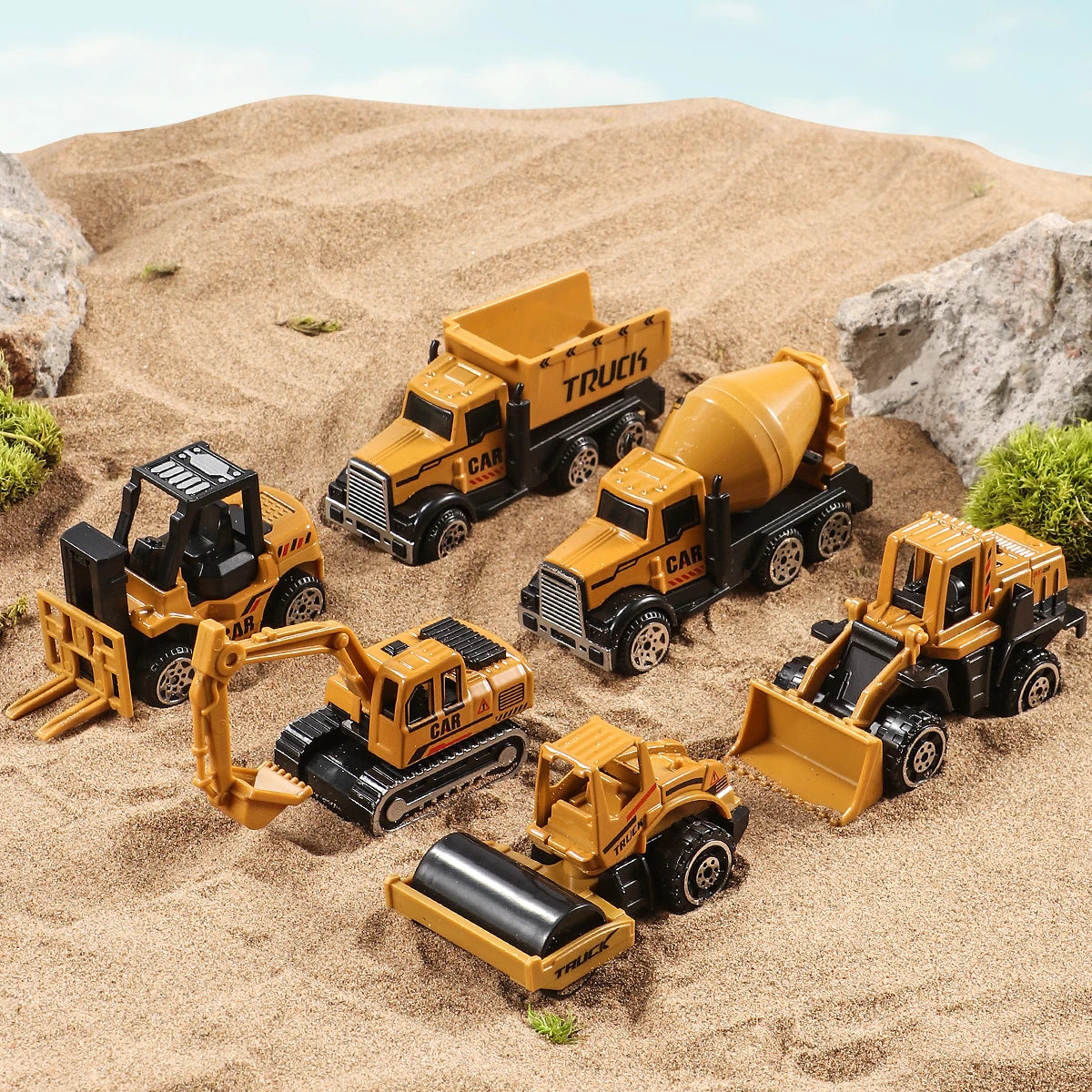 Set 6 Camions de Chantier en Alliage - Pelle Bulldozer