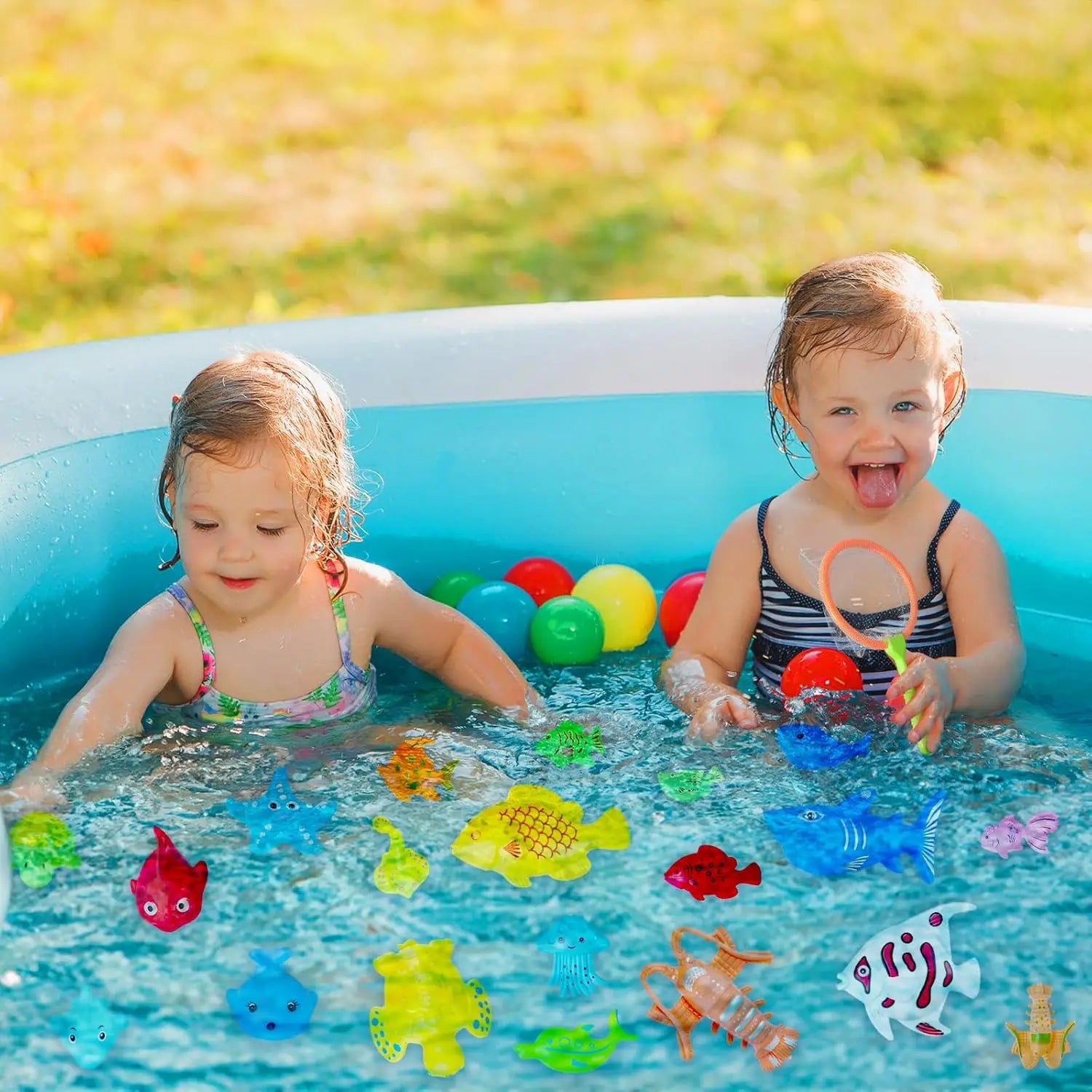 Ensemble de Pêche pour Enfants avec Canne Magnétique et Piscine Gonflable