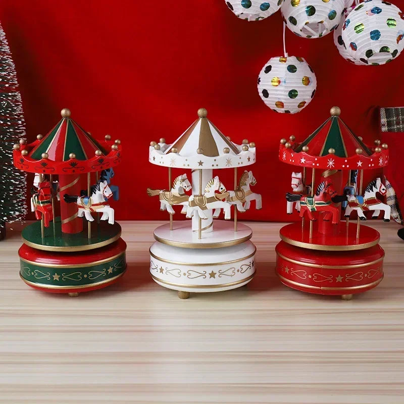 Carrousel Musical de Noël Automatique - Boîte à Musique Manège - Décoration Chambre Bébé