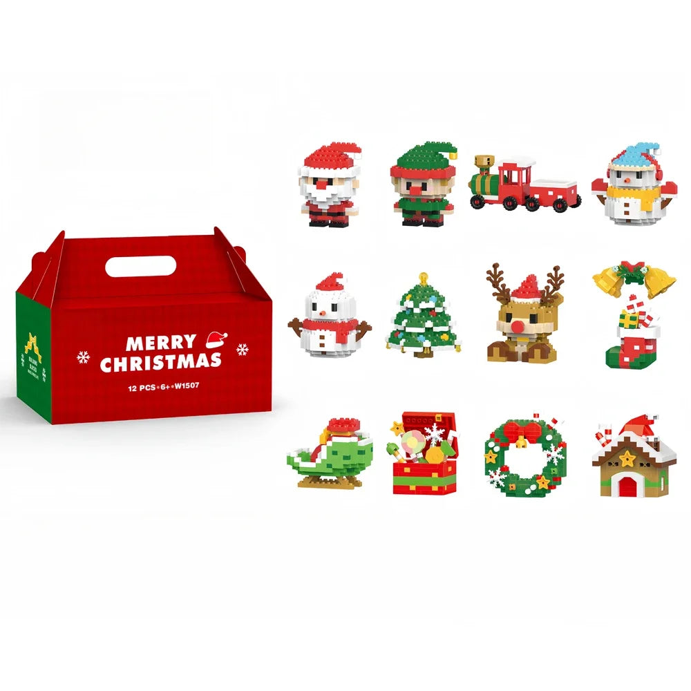 Mini Blocs Construction Noël - Père Noël, Sapin, Renne, Bonhomme de Neige - Cadeau Parfait