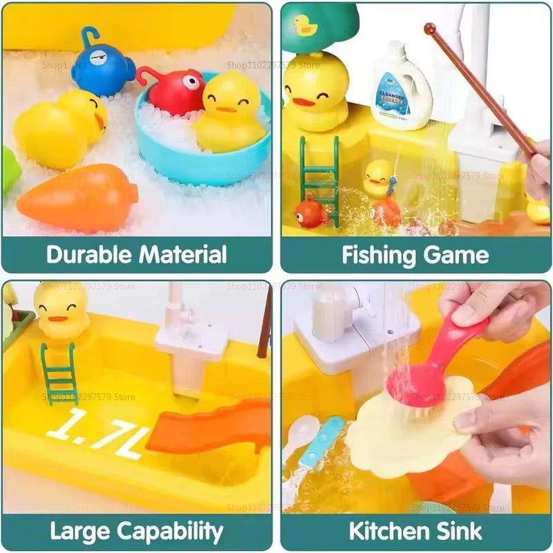 Évier de Cuisine Électrique pour Enfants avec Eau Courante - Set de Jeu Complet