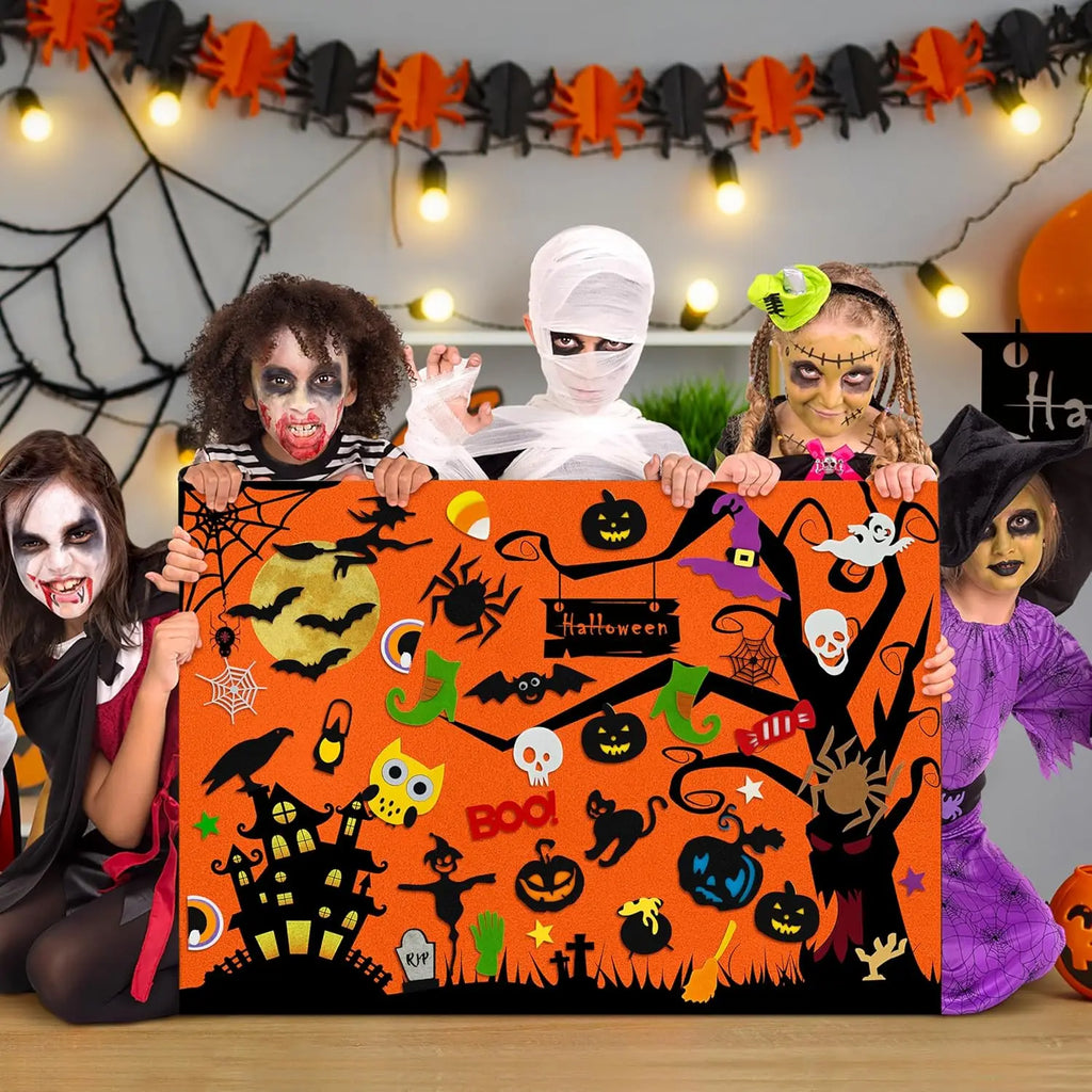 Tableau Feutrine Montessori Noël et Halloween - Jeu Interactif DIY Décoration Murale
