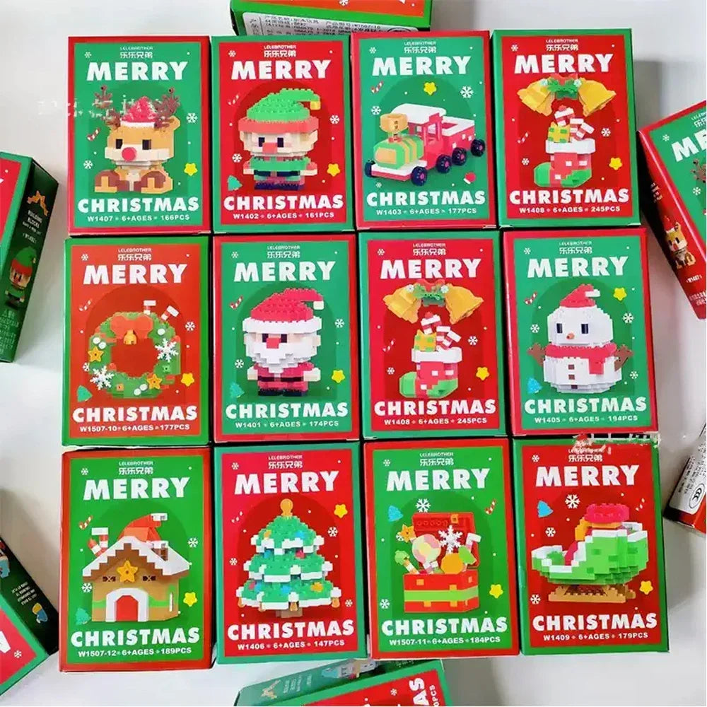 Blocs Noël Père Noël et Renne - Puzzle Briques Assemblage - Décoration Table Fête Enfant