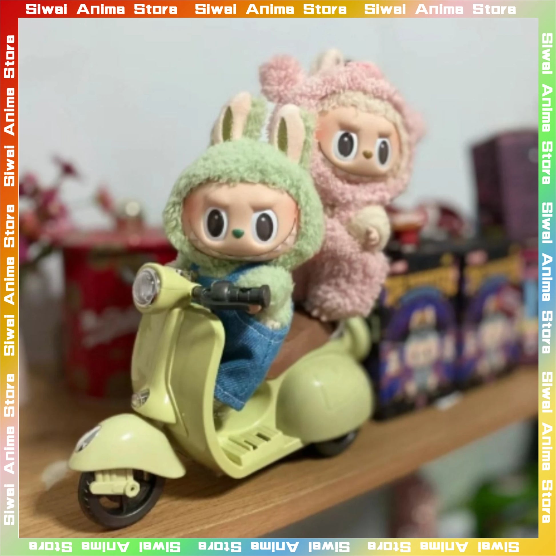 Mini Moto Électrique Labubu avec Musique et Lumière - Accessoire Poupée Kawaii Cadeau