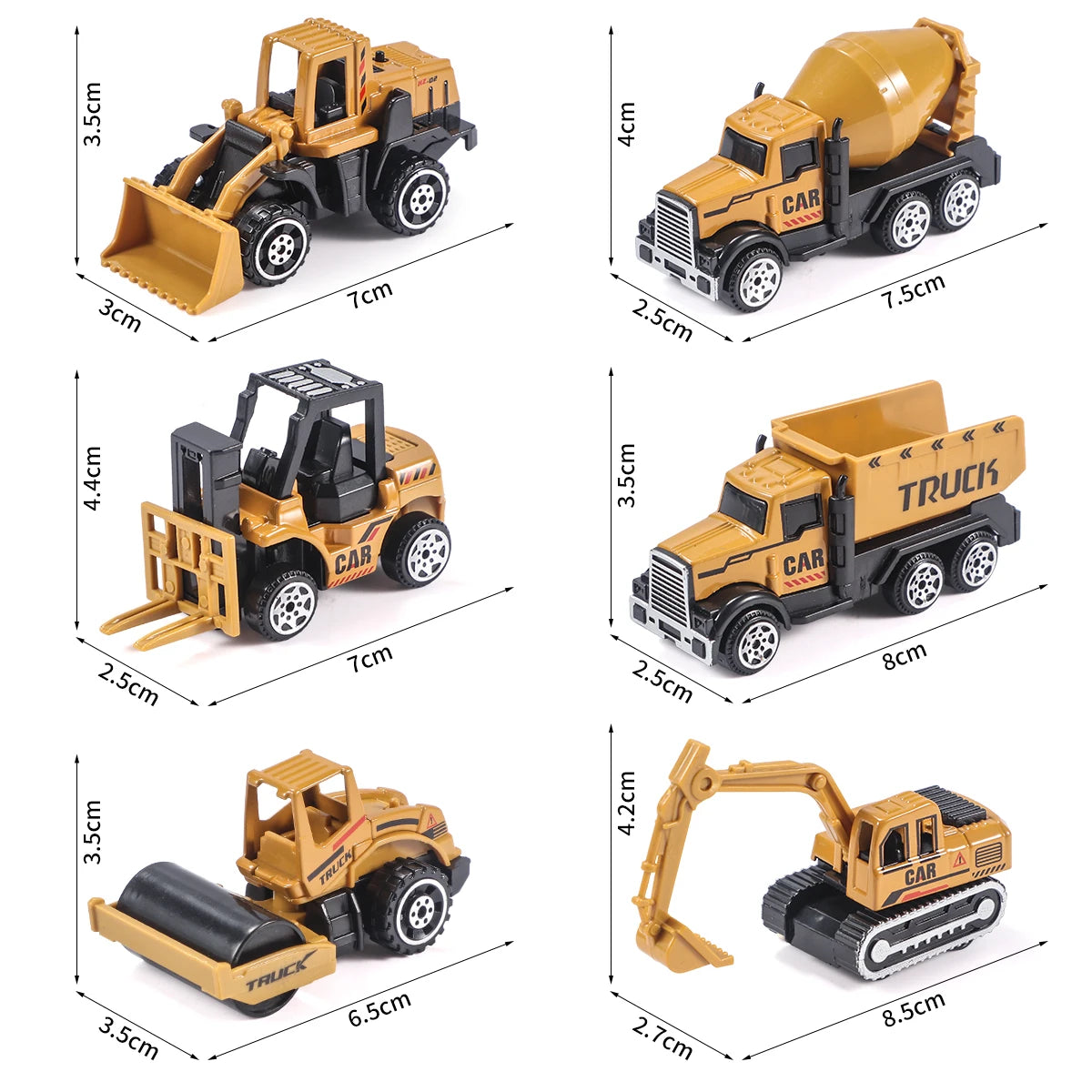 Set 6 Camions de Chantier en Alliage - Pelle Bulldozer