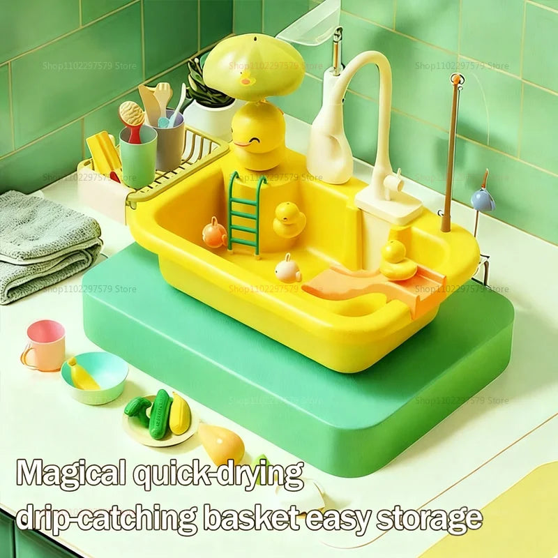 Évier de Cuisine Électrique pour Enfants avec Eau Courante - Set de Jeu Complet