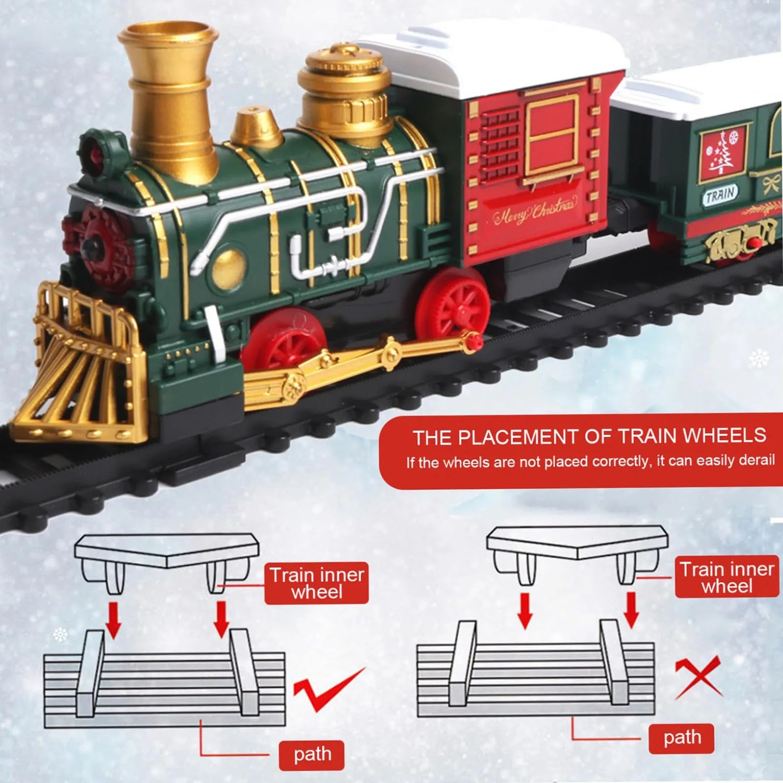 Train Électrique de Noël Réaliste - Set Complet Sécurisé - Décoration Sapin et Maison