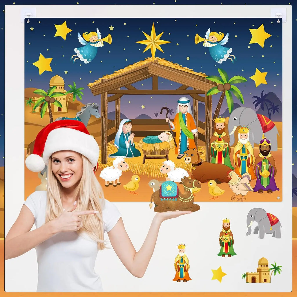 Tableau Feutrine Montessori Noël et Halloween - Jeu Interactif DIY Décoration Murale