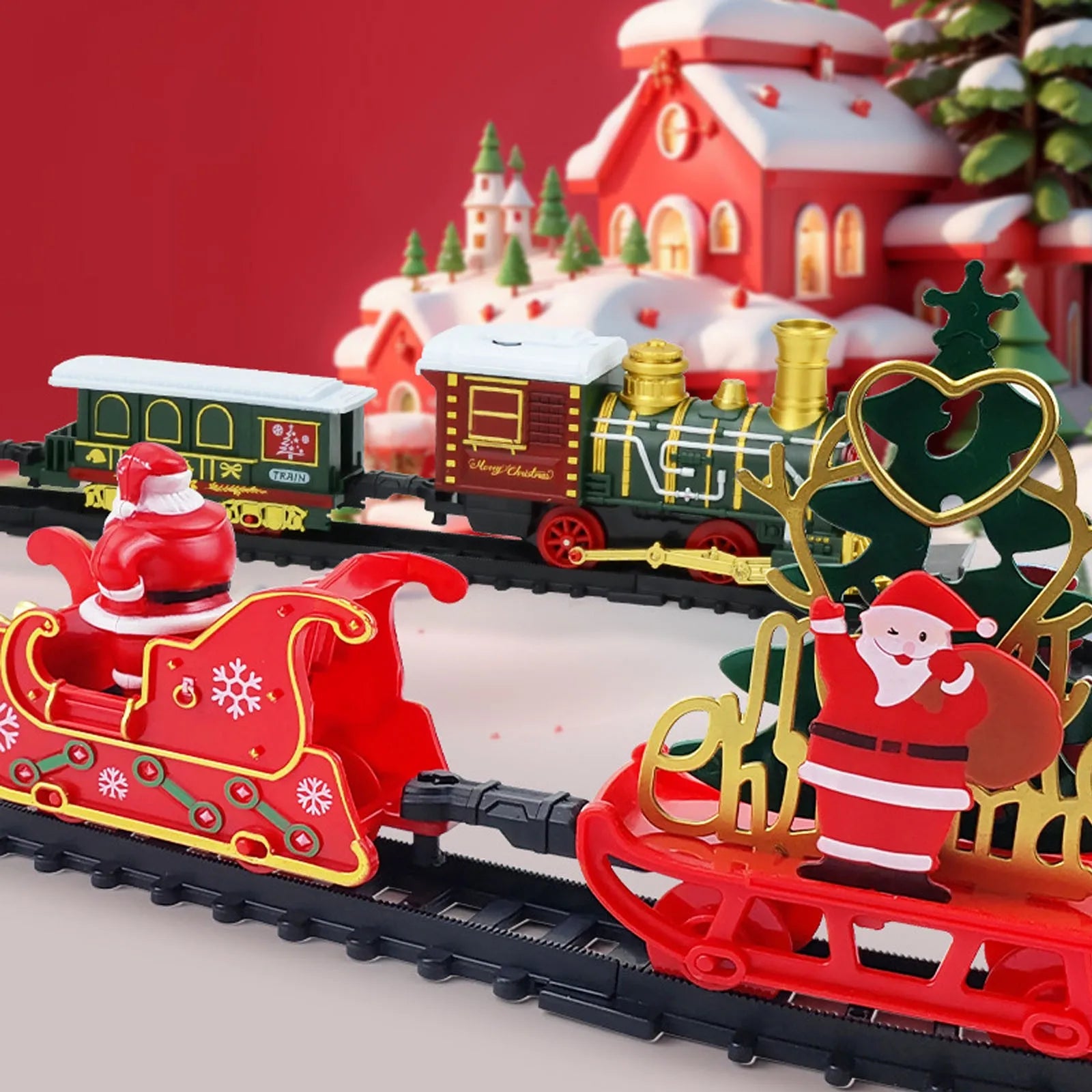 Train Électrique de Noël Réaliste - Set Complet Sécurisé - Décoration Sapin et Maison