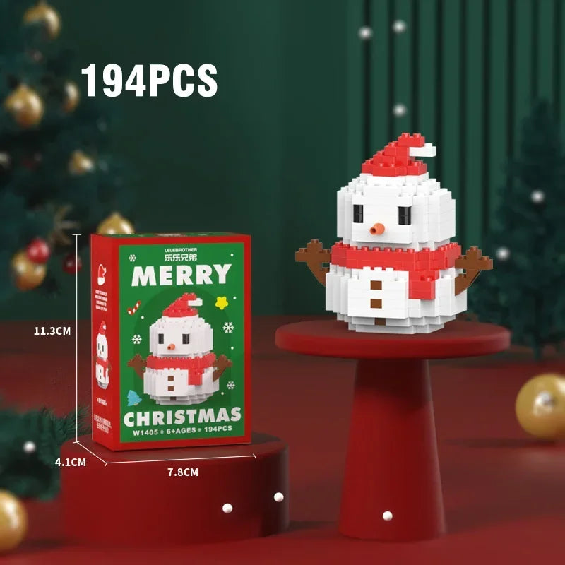 Blocs Noël Père Noël et Renne - Puzzle Briques Assemblage - Décoration Table Fête Enfant
