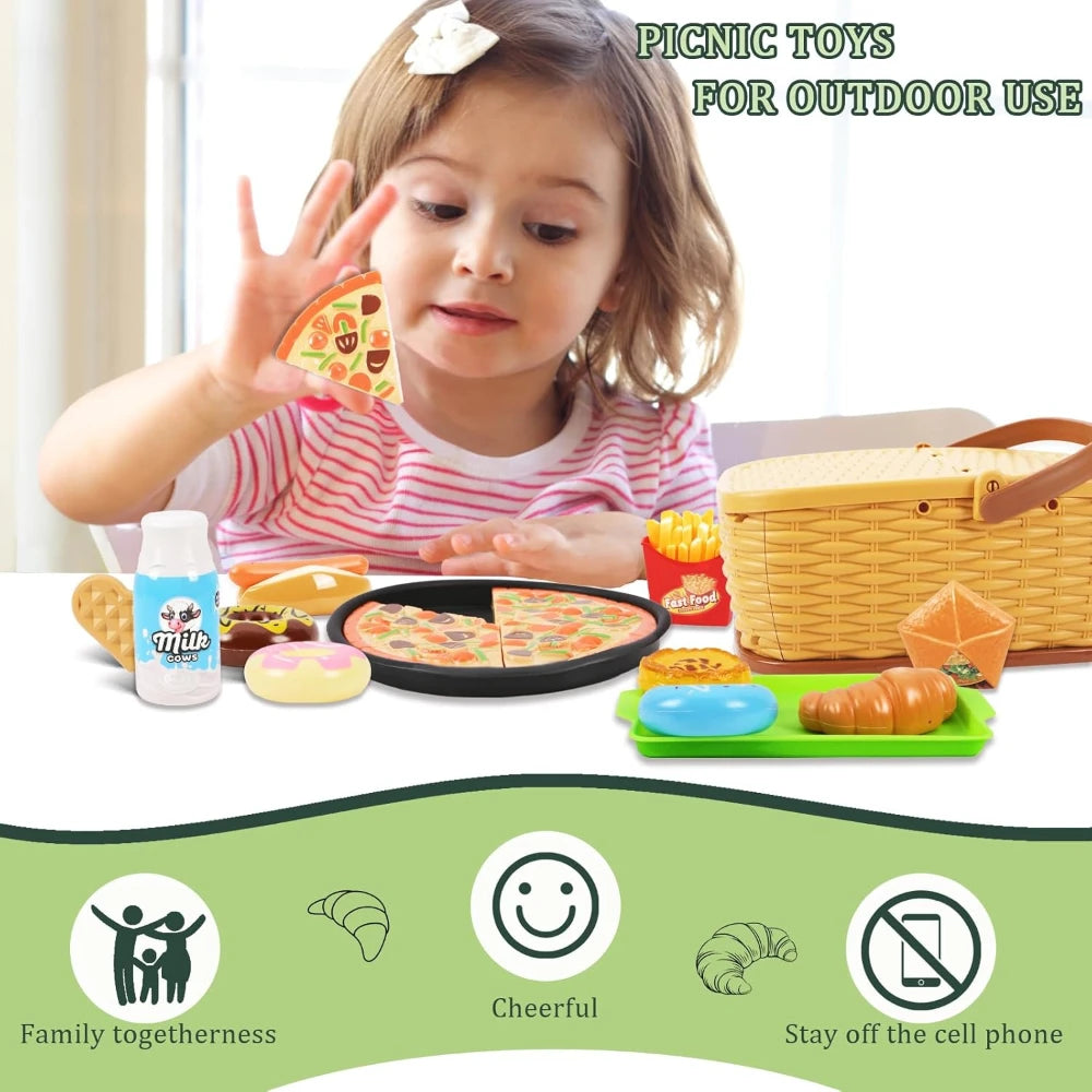 Ensemble de Cuisine pour Enfants - Jouets Pizza avec Panier, Cadeau pour Garçons et Filles